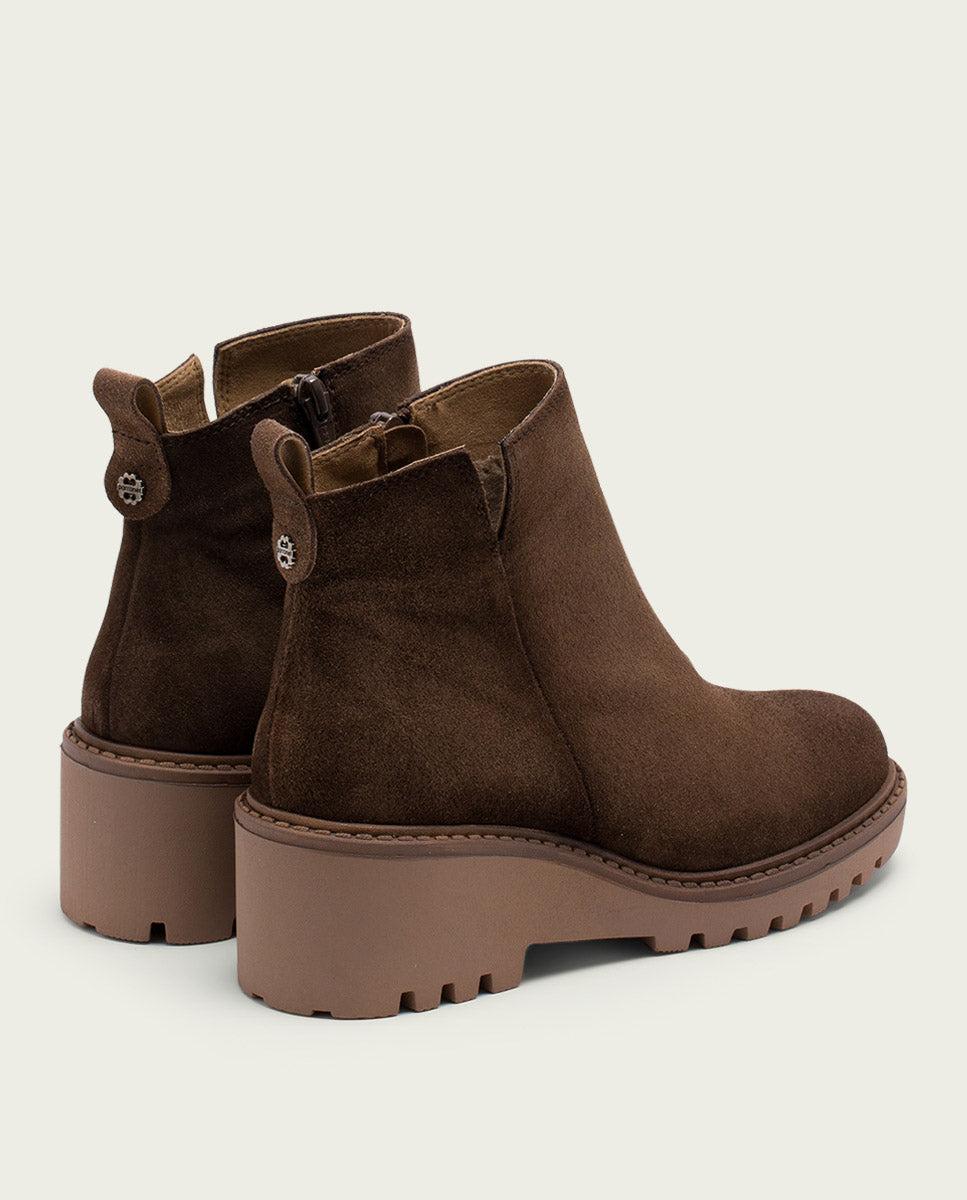 porronet BOTINES DE PIEL CON CUÑA Y CREMALLERA MOKA LIDIA Tienda de fábrica