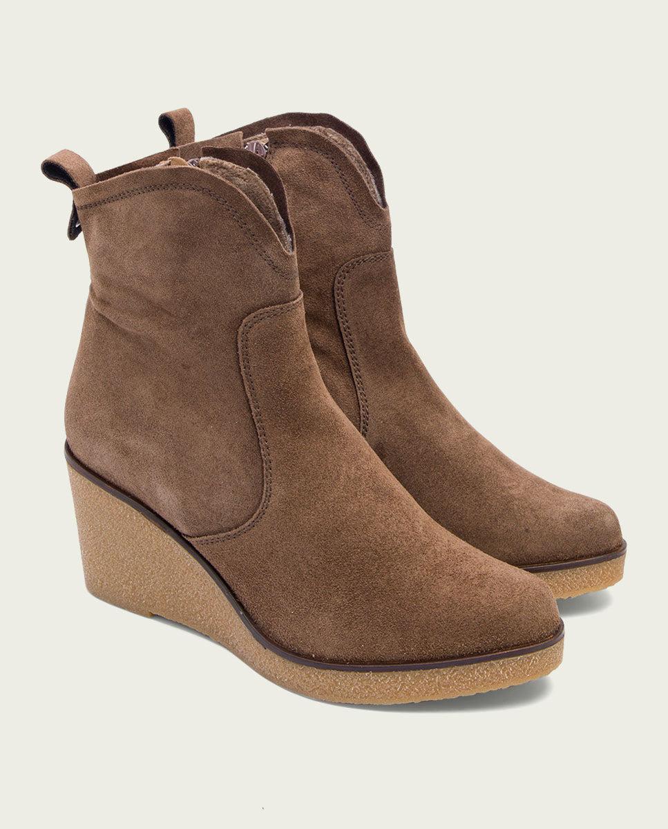 porronet BOTINES DE CUÑA MOKA CON CREMALLERA MABEL Ahorra y exporta