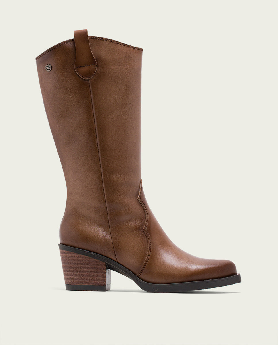 porronet BOTAS COWBOY DE PIEL TAUPE CON CREMALLERA HELGA Libre de impuestos
