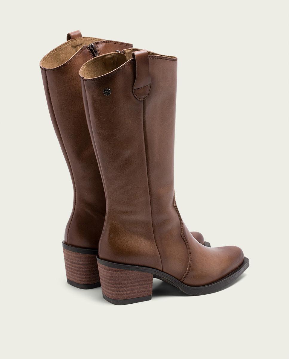 porronet BOTAS COWBOY DE PIEL TAUPE CON CREMALLERA HELGA Libre de impuestos