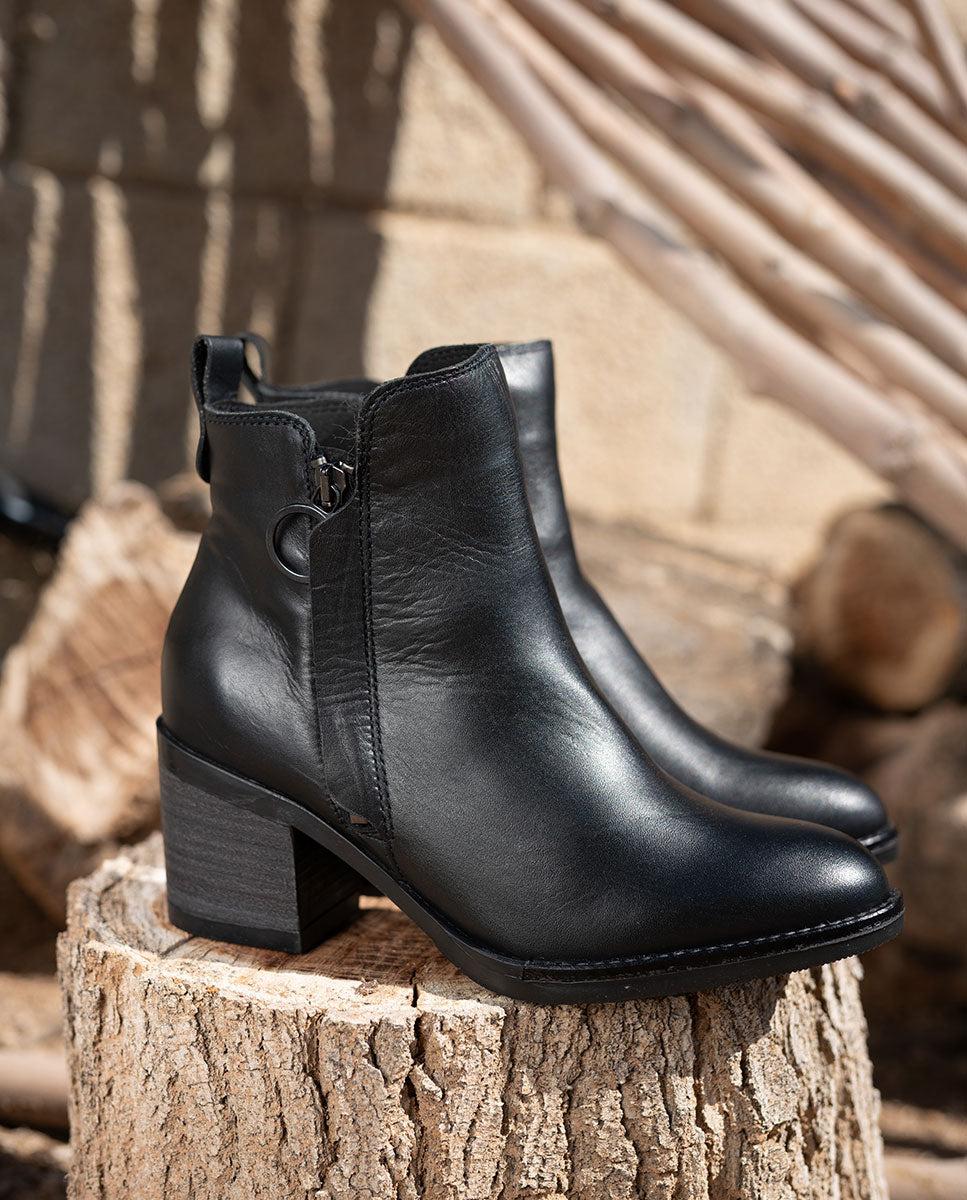 porronet BOTINES DE PIEL NEGRA CON CREMALLERA JAELA Rebajas online