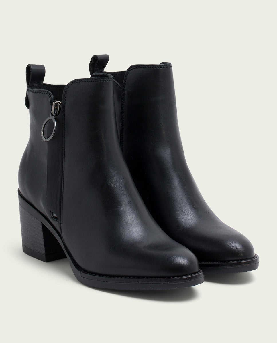 porronet BOTINES DE PIEL NEGRA CON CREMALLERA JAELA Rebajas online