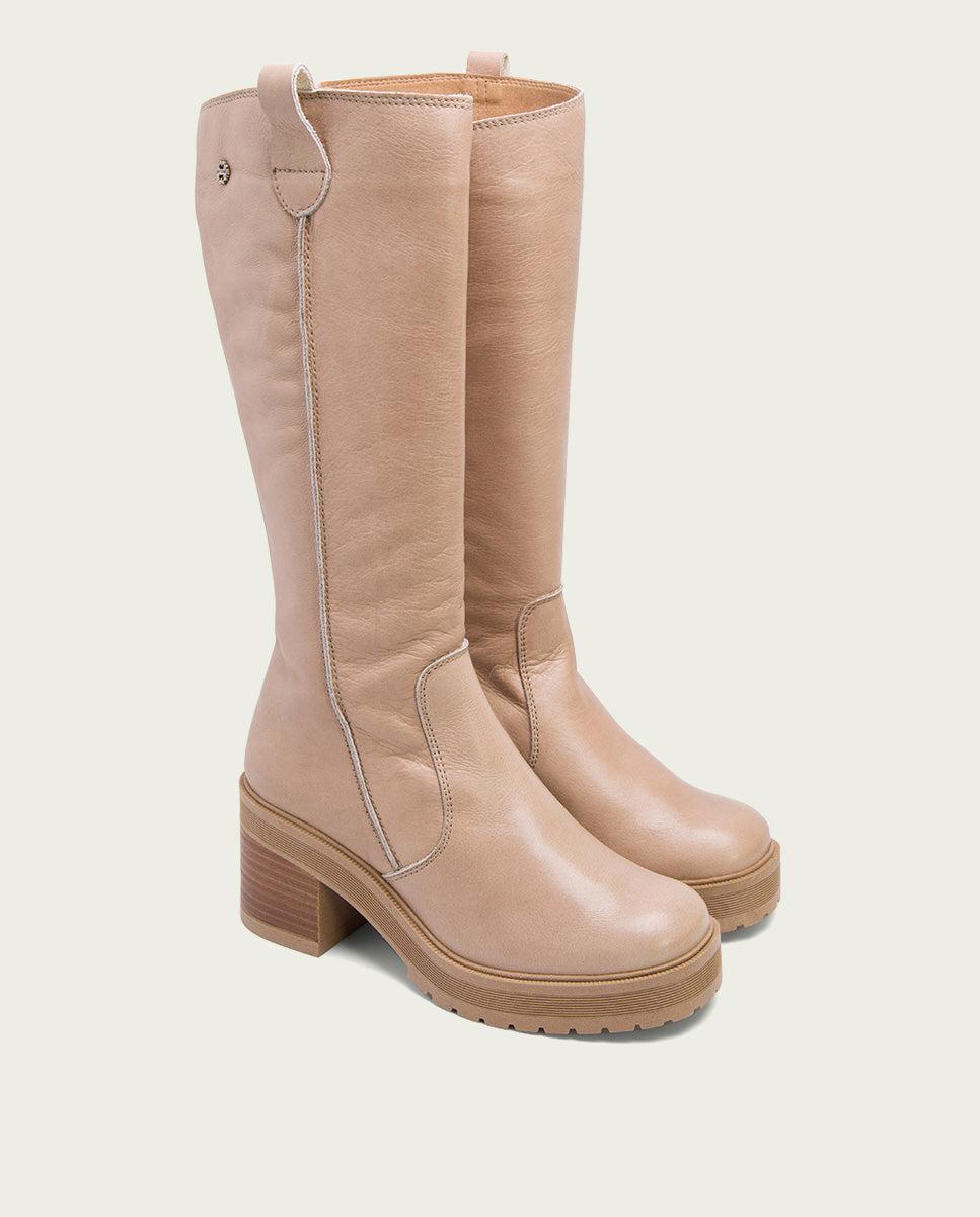 porronet BOTAS DE TACÓN TAUPE CON CREMALLERA RIVA Rebajas de fin de temporada