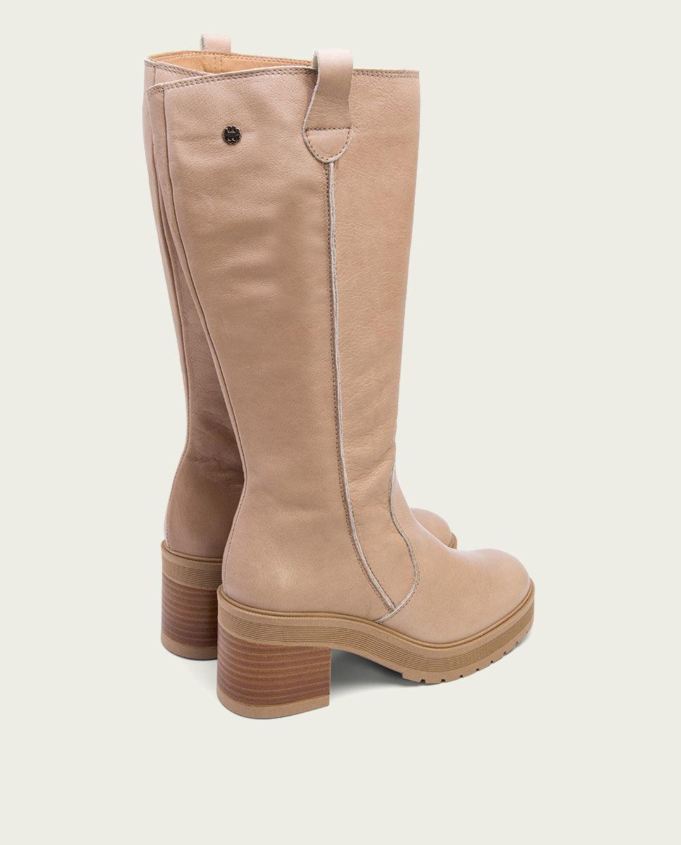 porronet BOTAS DE TACÓN TAUPE CON CREMALLERA RIVA Rebajas de fin de temporada