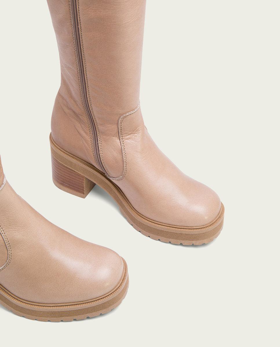 porronet BOTAS DE TACÓN TAUPE CON CREMALLERA RIVA Rebajas de fin de temporada