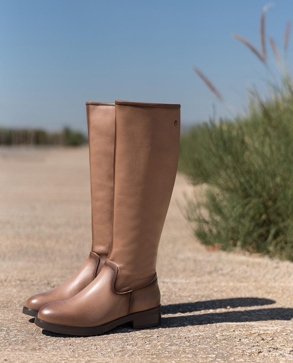 porronet BOTAS ALTAS DE PIEL TAUPE CON CREMALLERA ELBA Devoluciones gratuitas