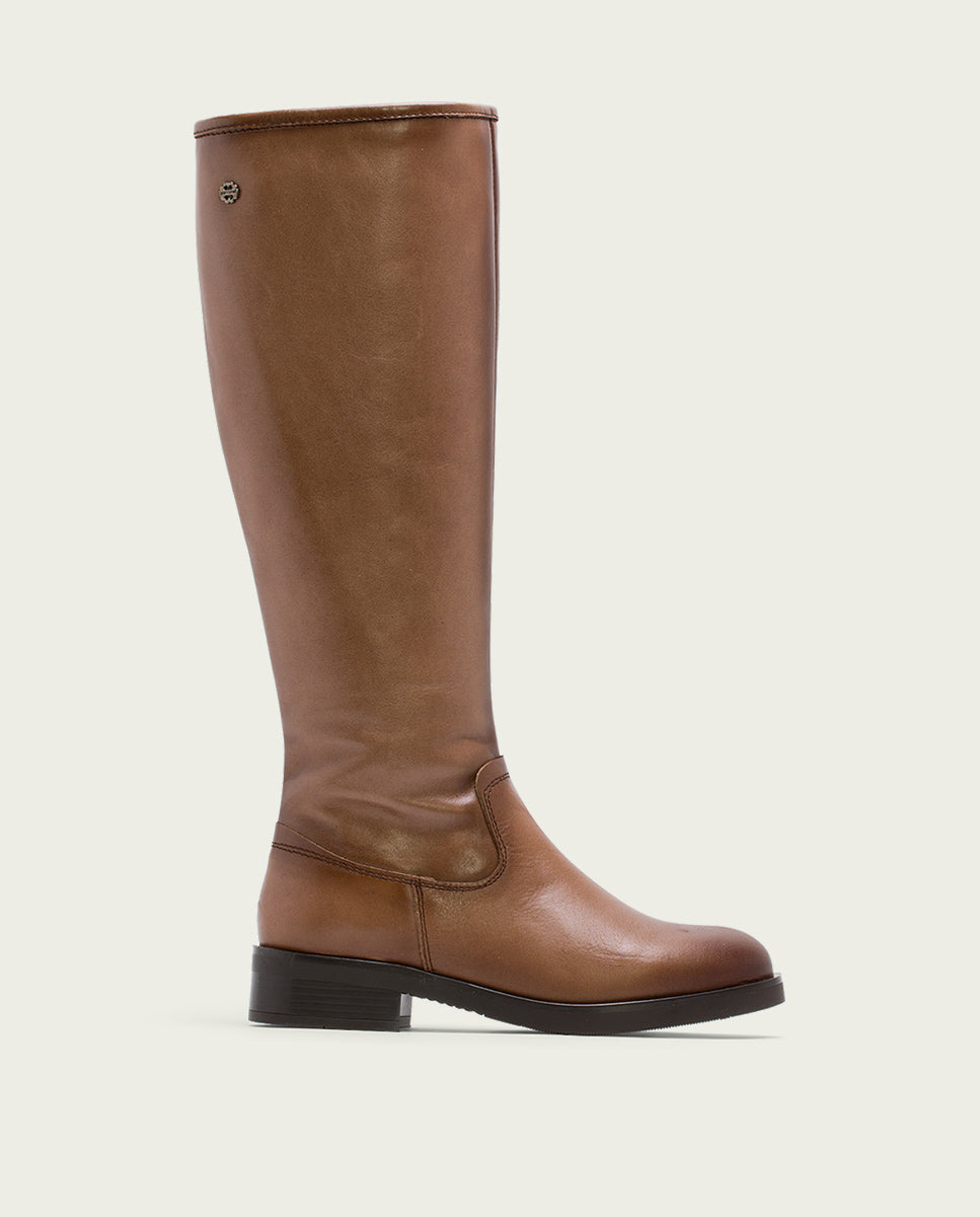 porronet BOTAS ALTAS DE PIEL TAUPE CON CREMALLERA ELBA Devoluciones gratuitas
