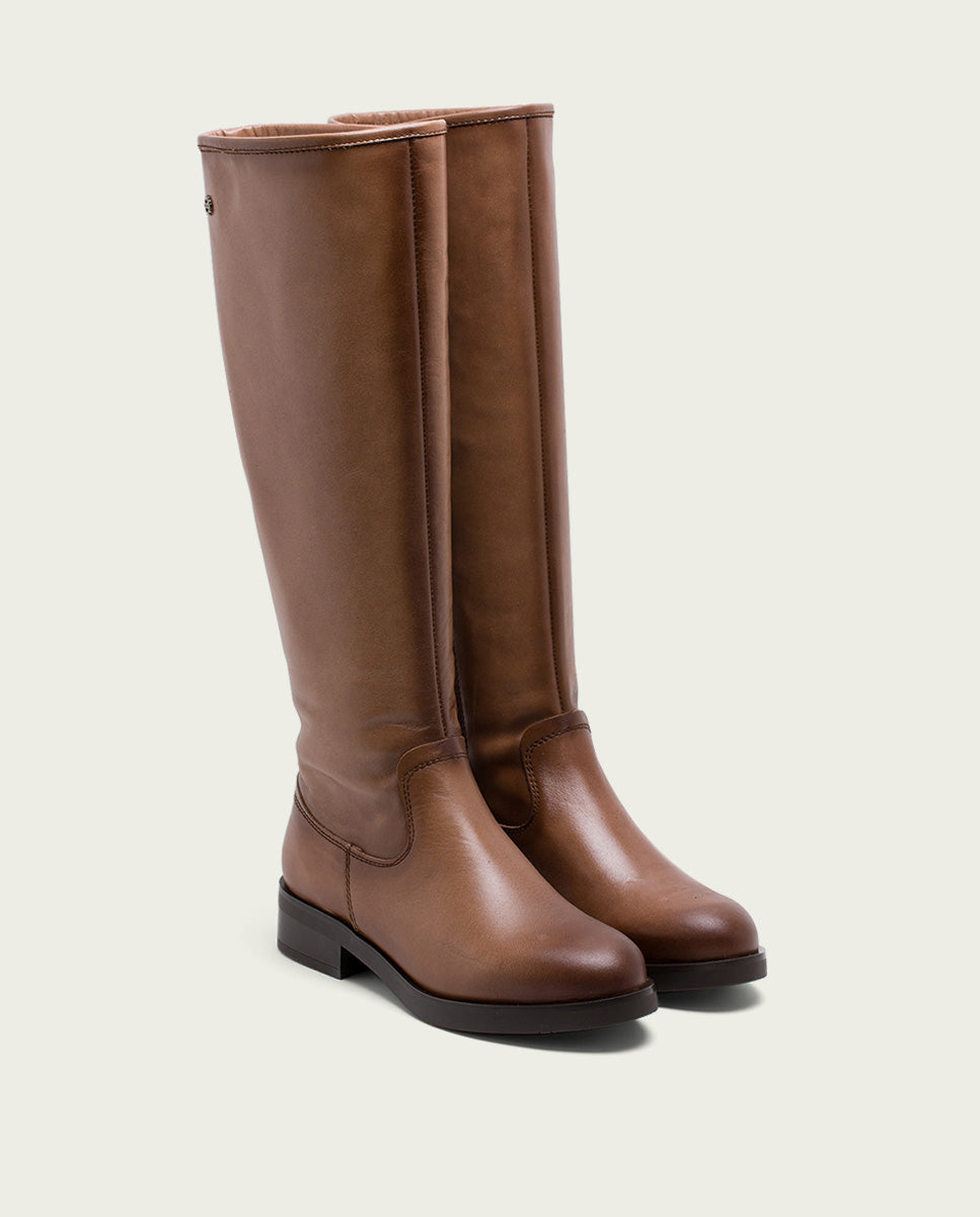 porronet BOTAS ALTAS DE PIEL TAUPE CON CREMALLERA ELBA Devoluciones gratuitas