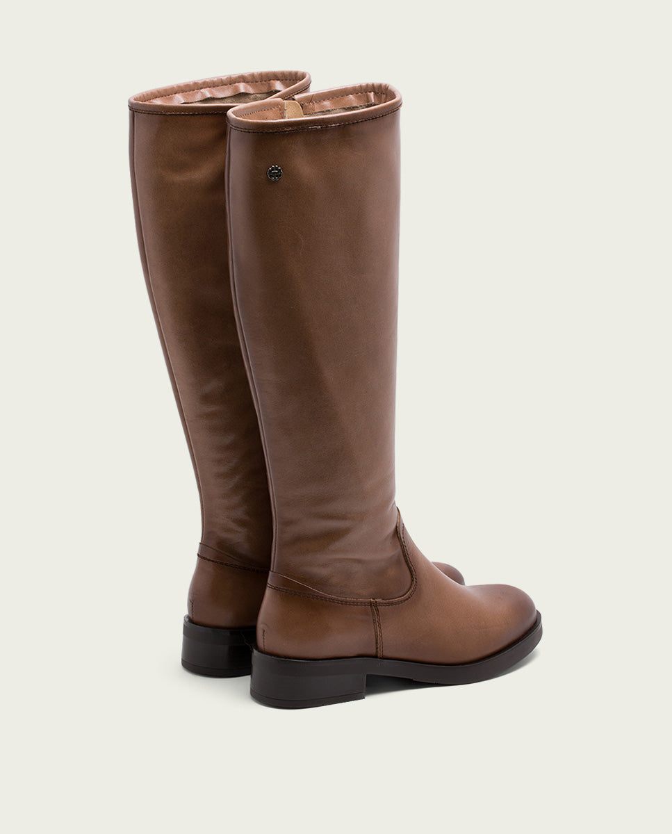 porronet BOTAS ALTAS DE PIEL TAUPE CON CREMALLERA ELBA Devoluciones gratuitas