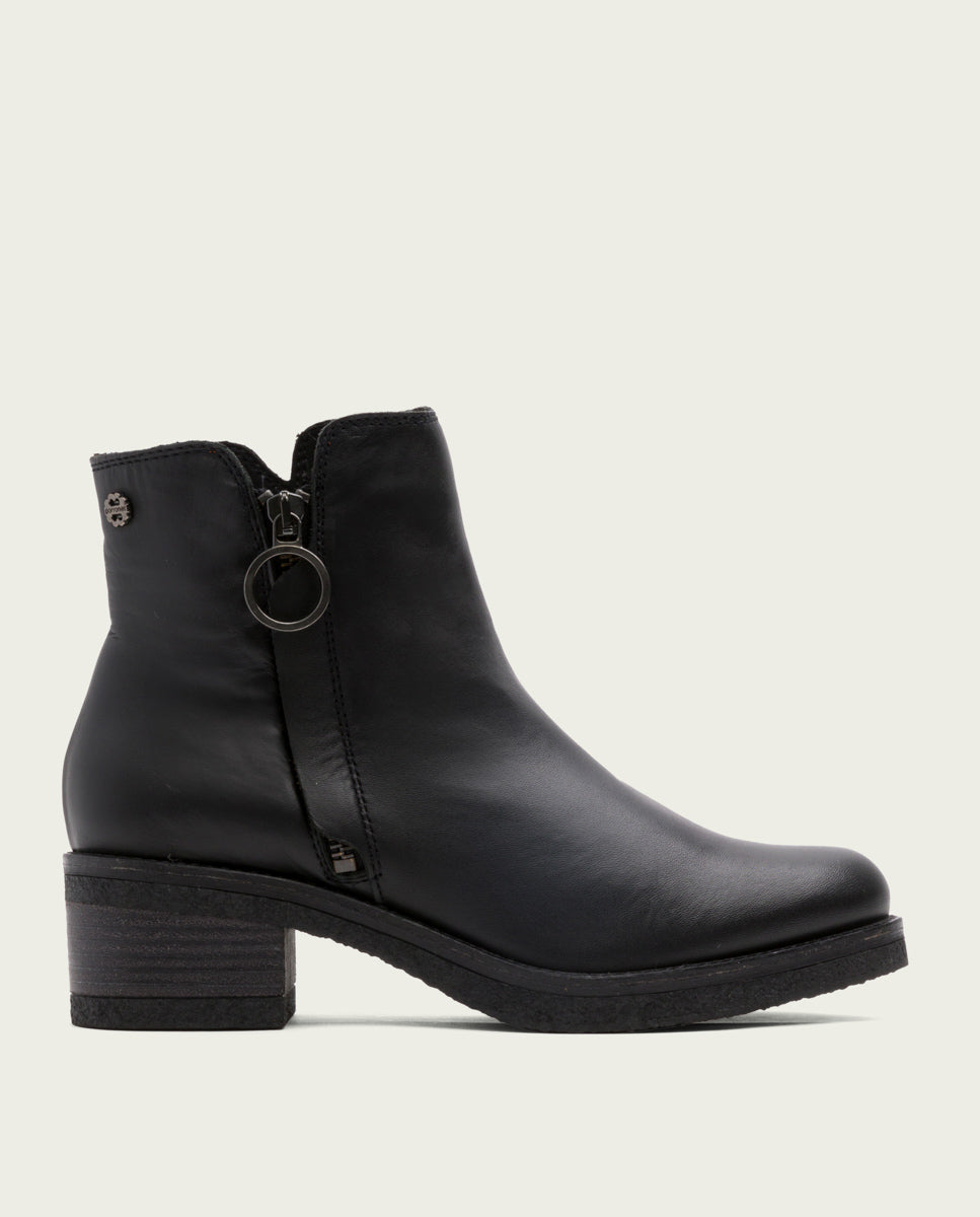 porronet BOTINES DE PIEL NEGRA CON CREMALLERA GINGER Outlet