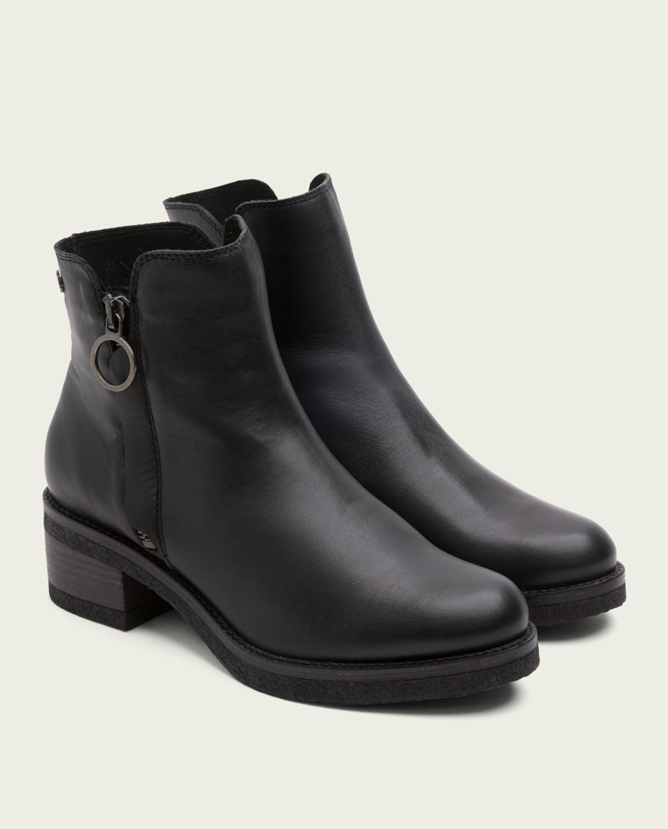 porronet BOTINES DE PIEL NEGRA CON CREMALLERA GINGER Outlet