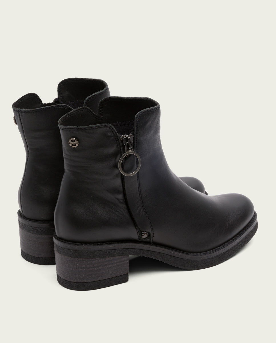 porronet BOTINES DE PIEL NEGRA CON CREMALLERA GINGER Outlet