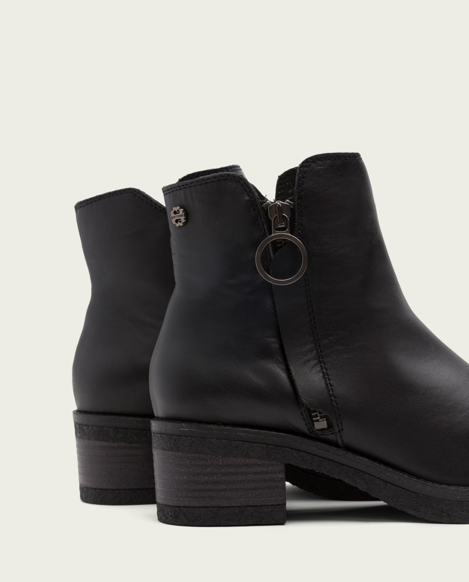 porronet BOTINES DE PIEL NEGRA CON CREMALLERA GINGER Outlet