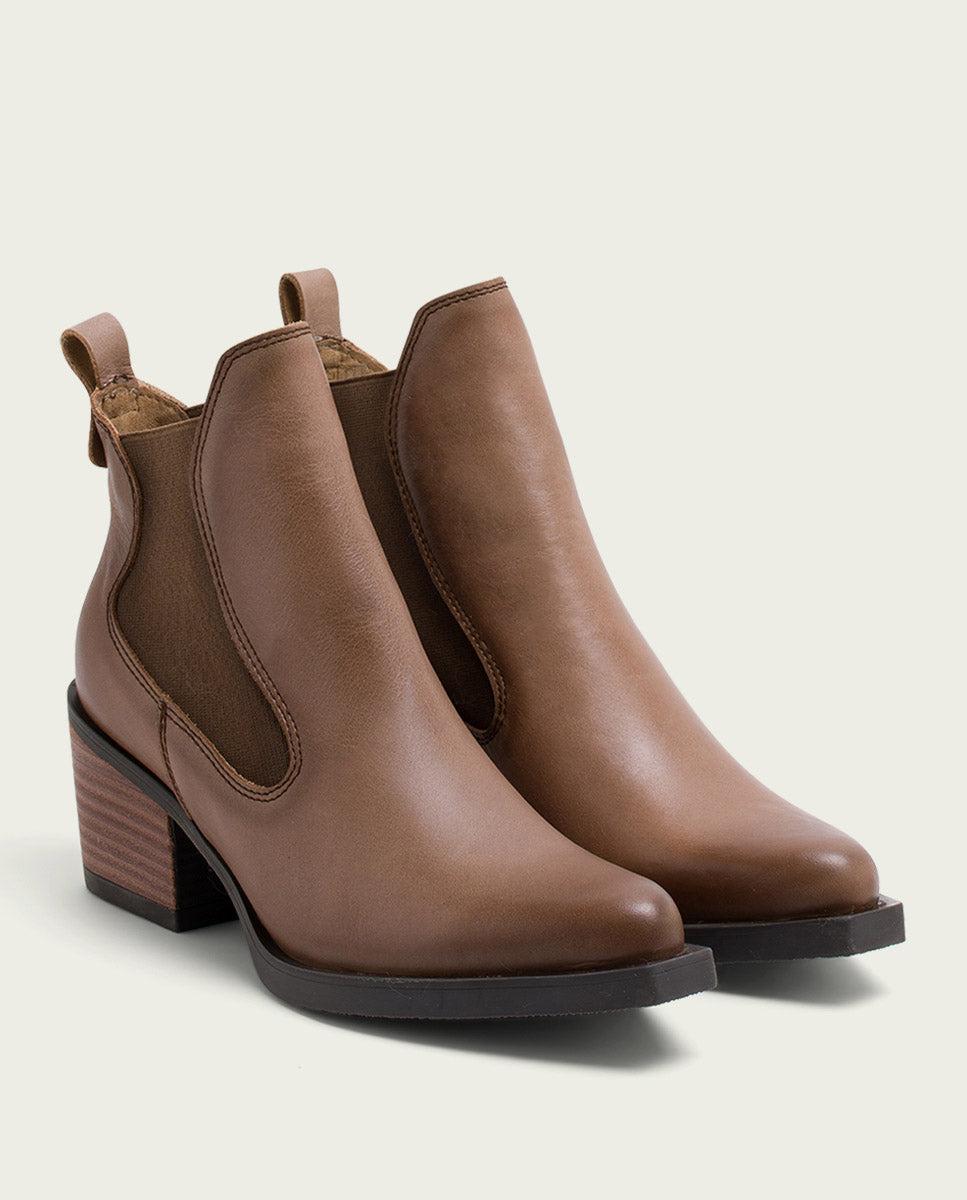porronet BOTINES COWBOY DE PIEL TAUPE CON ELÁSTICOS HADDIE Venta caliente