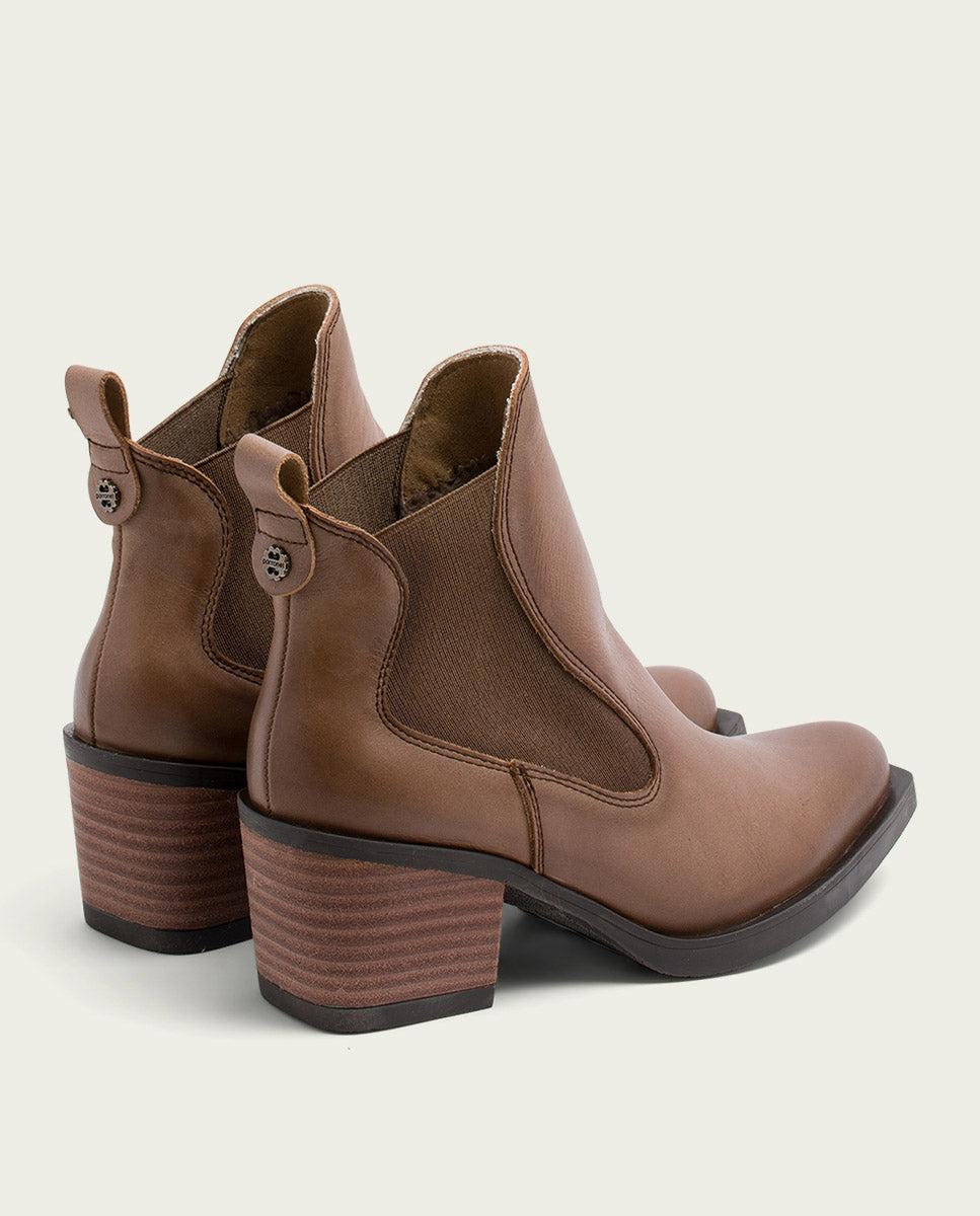 porronet BOTINES COWBOY DE PIEL TAUPE CON ELÁSTICOS HADDIE Venta caliente