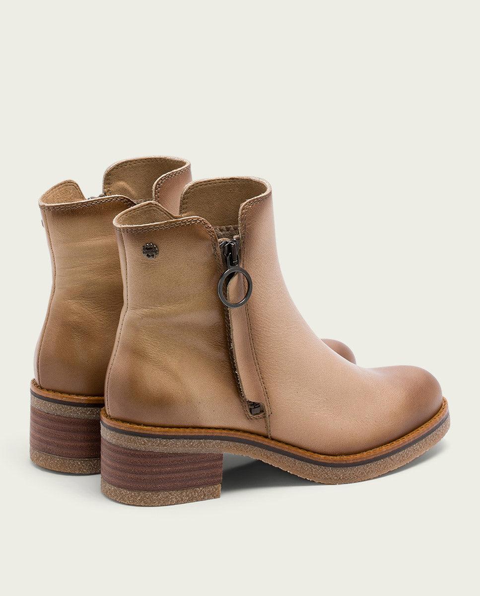 porronet BOTINES DE PIEL CAMEL CON CREMALLERA GINGER En oferta