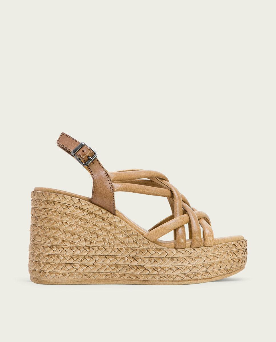 porronet SANDALIA CUÑA PIEL TAUPE KIMI Rebajas top