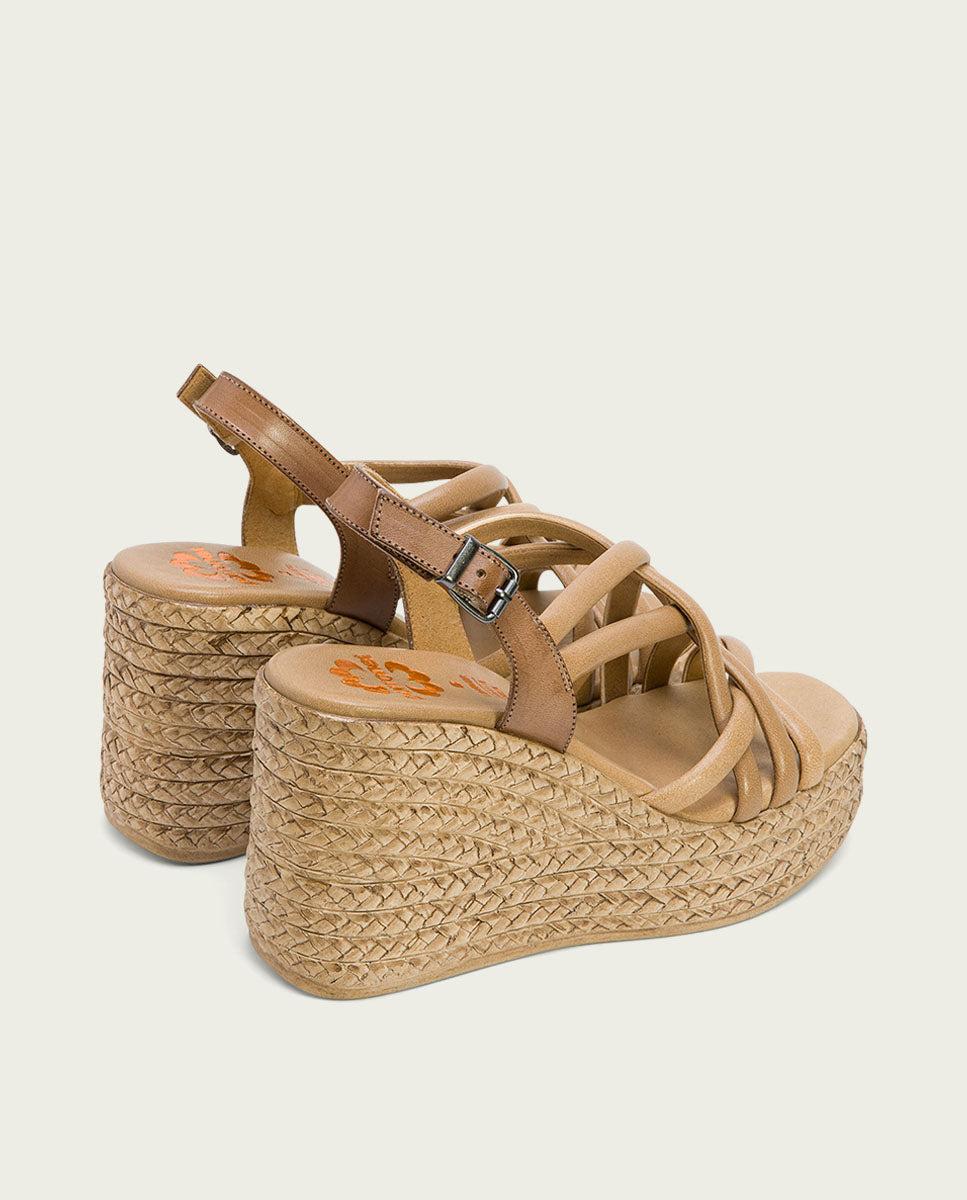 porronet SANDALIA CUÑA PIEL TAUPE KIMI Rebajas top