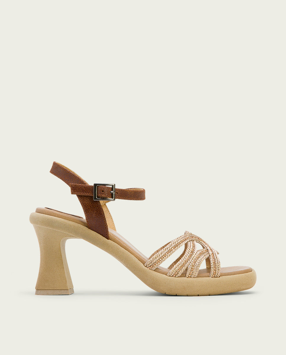 porronet SANDALIA PIEL TACON ALTO CUERO ROSE LEO ÚLTIMAS EDICIONES