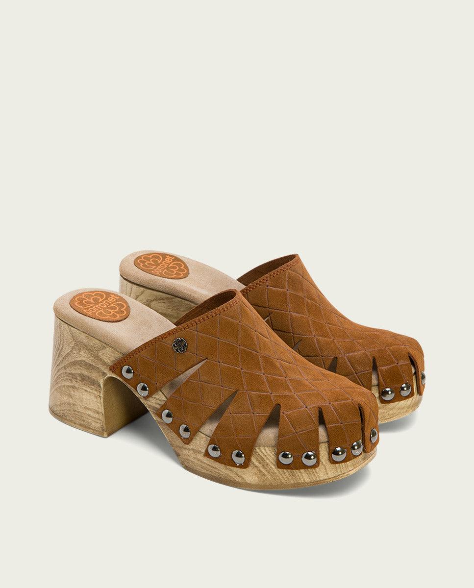 porronet ZUECO TACÓN SERRAJE CUERO MALLA Outlet online