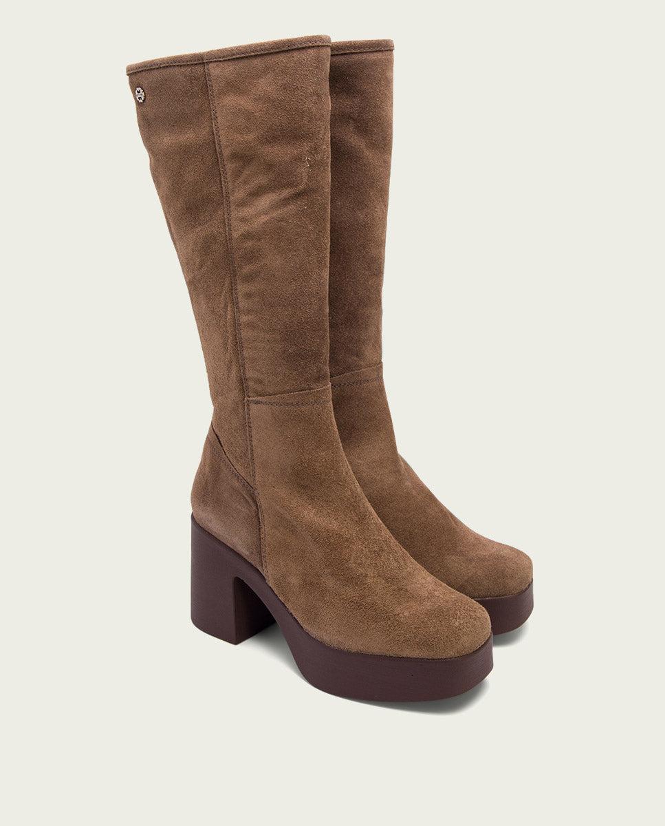 porronet BOTAS DE TACÓN MOKA CON CREMALLERA LARISA Gran oferta