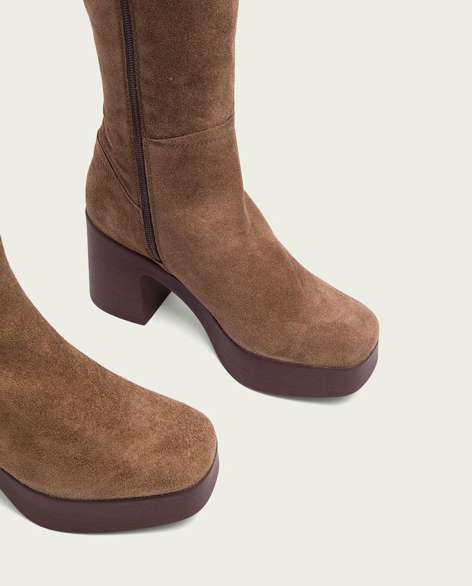 porronet BOTAS DE TACÓN MOKA CON CREMALLERA LARISA Gran oferta