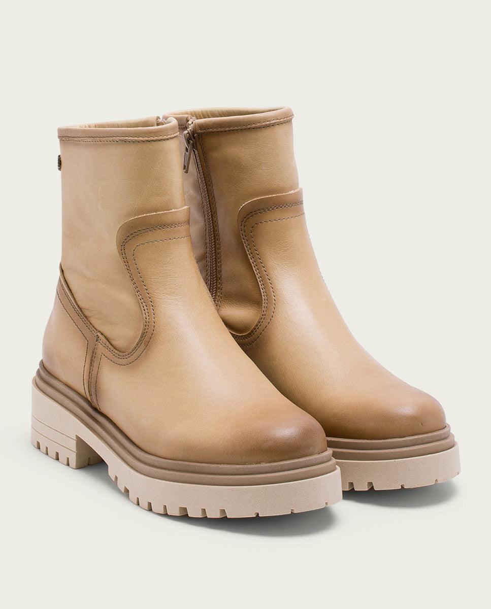 porronet BOTINES DE PIEL CAMEL CON CREMALLERA FIALA Rebajas baratas