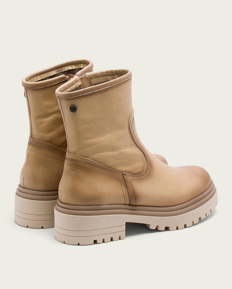 porronet BOTINES DE PIEL CAMEL CON CREMALLERA FIALA Rebajas baratas
