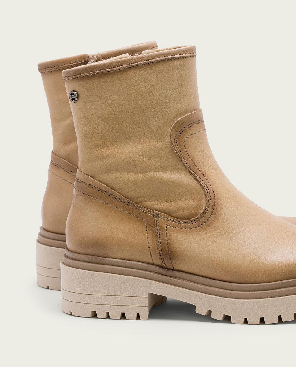porronet BOTINES DE PIEL CAMEL CON CREMALLERA FIALA Rebajas baratas