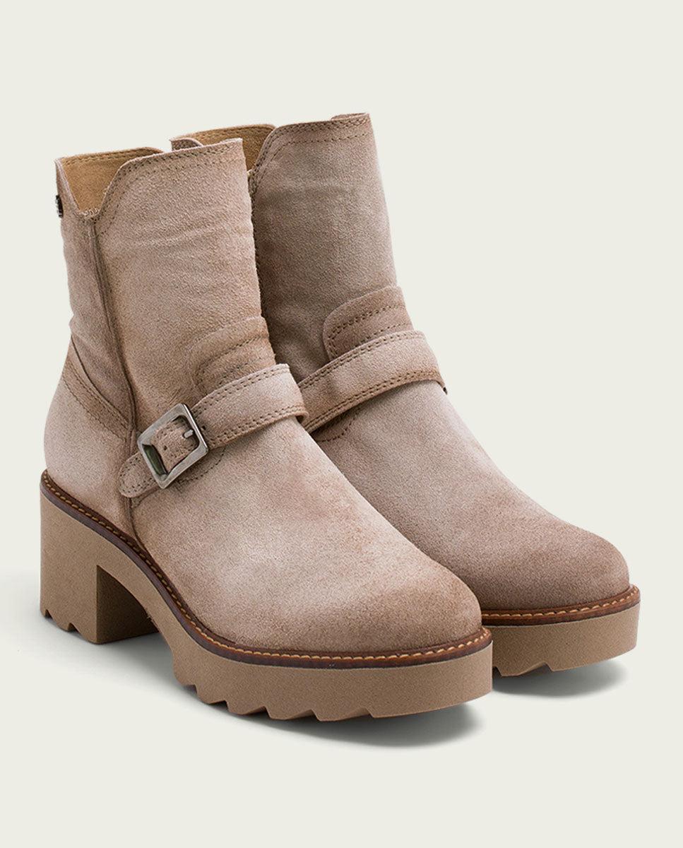 porronet BOTINES DE PIEL CON CREMALLERA ARENA MAR Liquidación