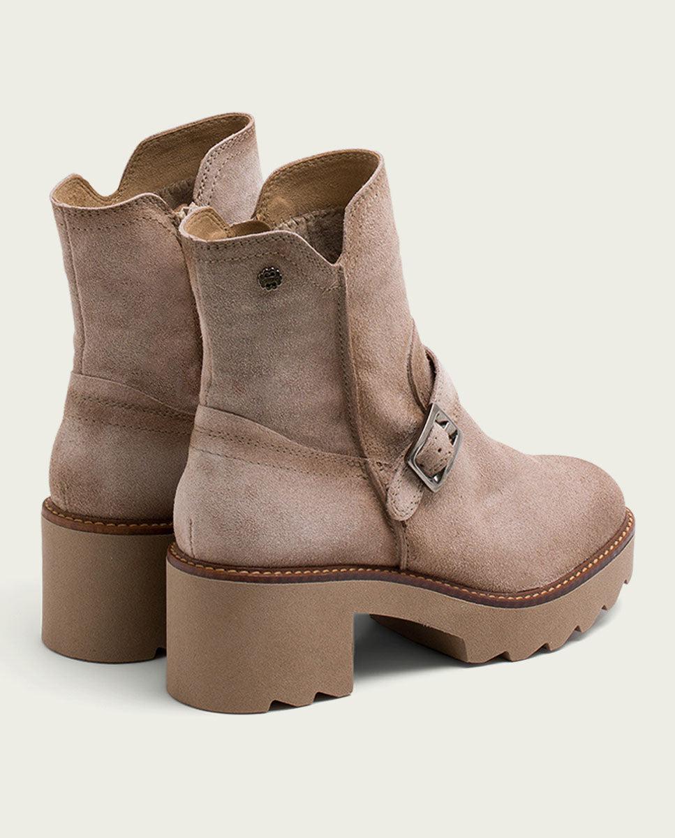 porronet BOTINES DE PIEL CON CREMALLERA ARENA MAR Liquidación