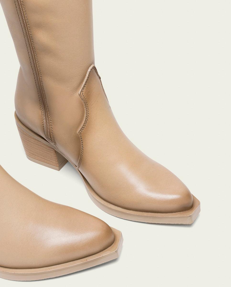 porronet BOTAS COWBOY DE PIEL CAMEL CON CREMALLERA HELGA Solo hoy