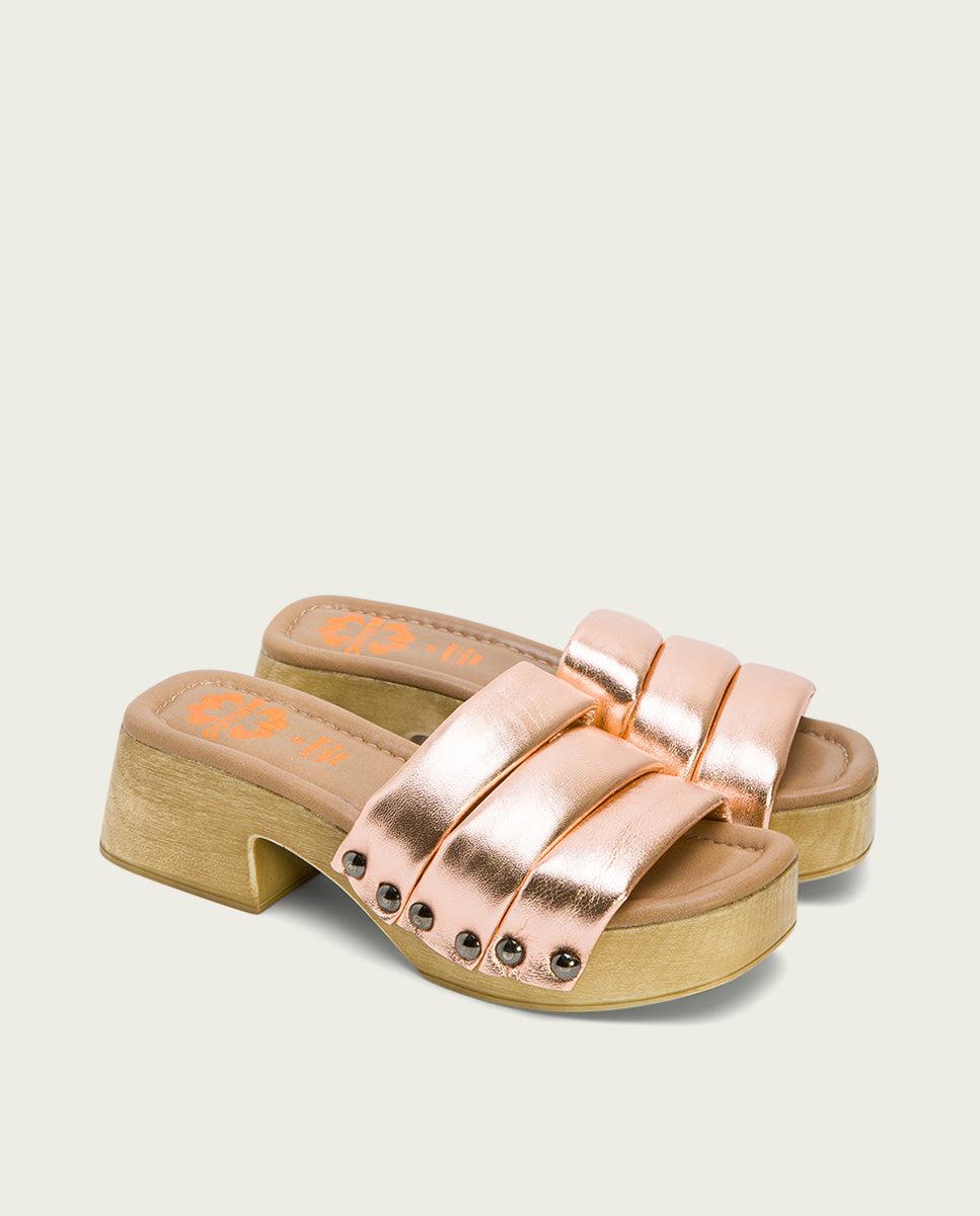porronet SANDALIA TACON BAJO PIEL ROSE NAHYA Precios de Black Friday