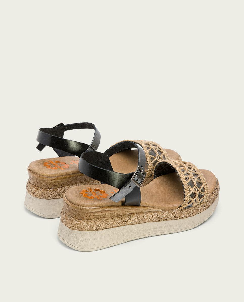 porronet SANDALIA PIEL CUÑA NEGRO PLOMO FRISIA En oferta