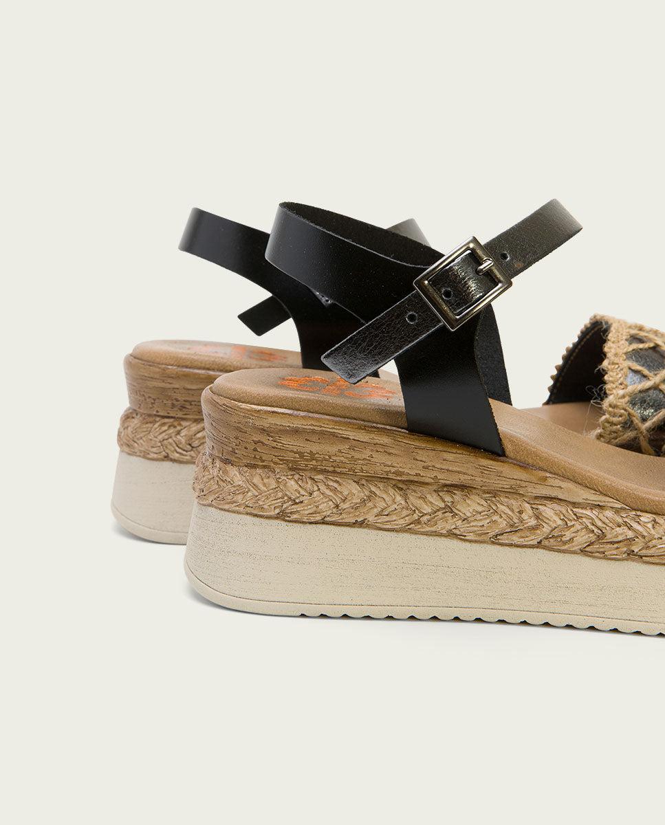 porronet SANDALIA PIEL CUÑA NEGRO PLOMO FRISIA En oferta