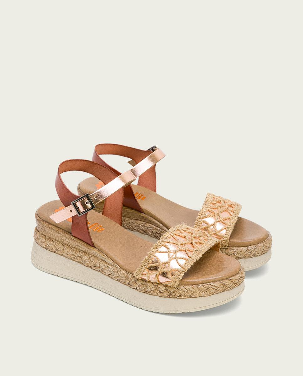 porronet SANDALIA PIEL CUÑA CUERO ROSE FRISIA Descuentos del mes