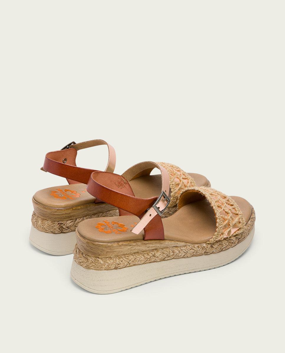 porronet SANDALIA PIEL CUÑA CUERO ROSE FRISIA Descuentos del mes