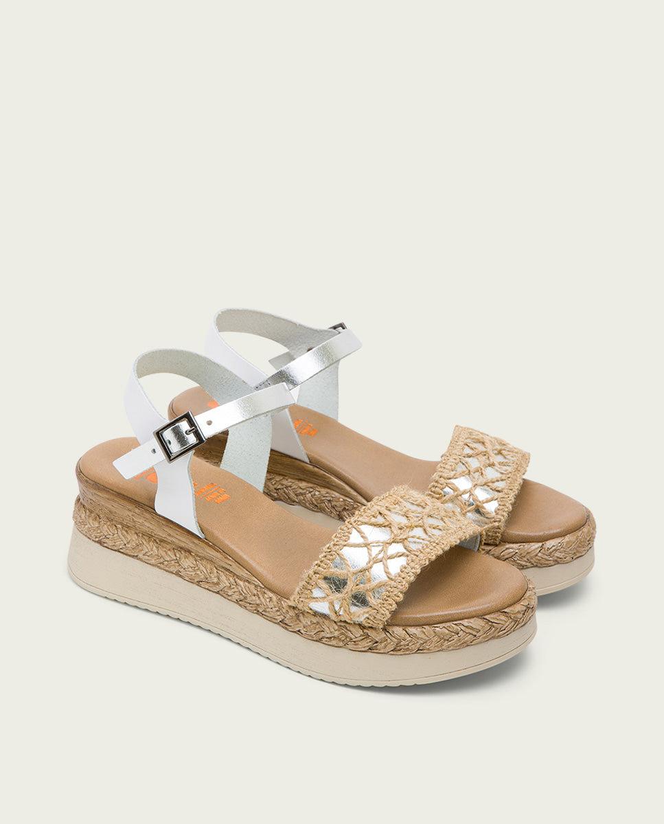 porronet SANDALIA CUÑA BLANCO PLATA FRISIA Oferta exclusiva