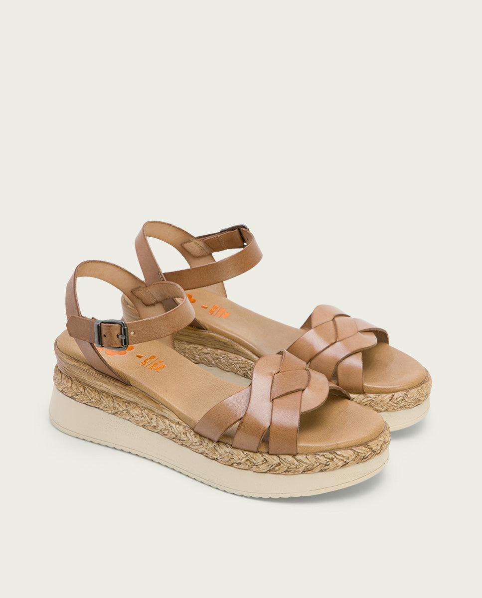 porronet SANDALIA CUÑA PIEL TAUPE FRIDA Descuento por venta flash