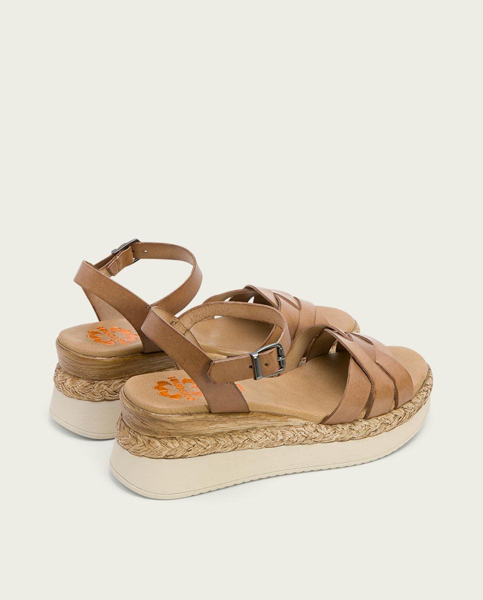 porronet SANDALIA CUÑA PIEL TAUPE FRIDA Descuento por venta flash