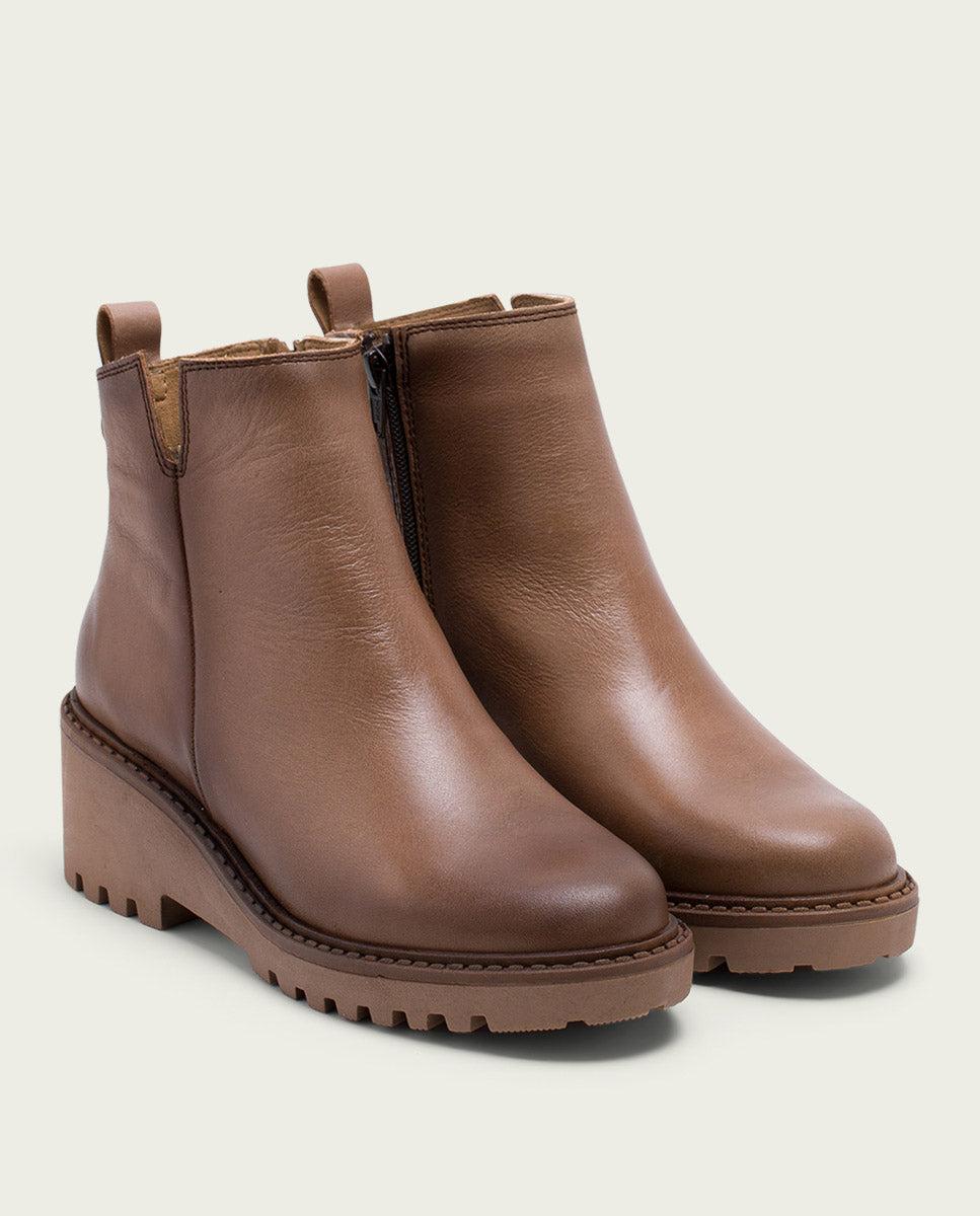 porronet BOTINES DE PIEL CON CUÑA Y CREMALLERA TAUPE LETHA Venta caliente