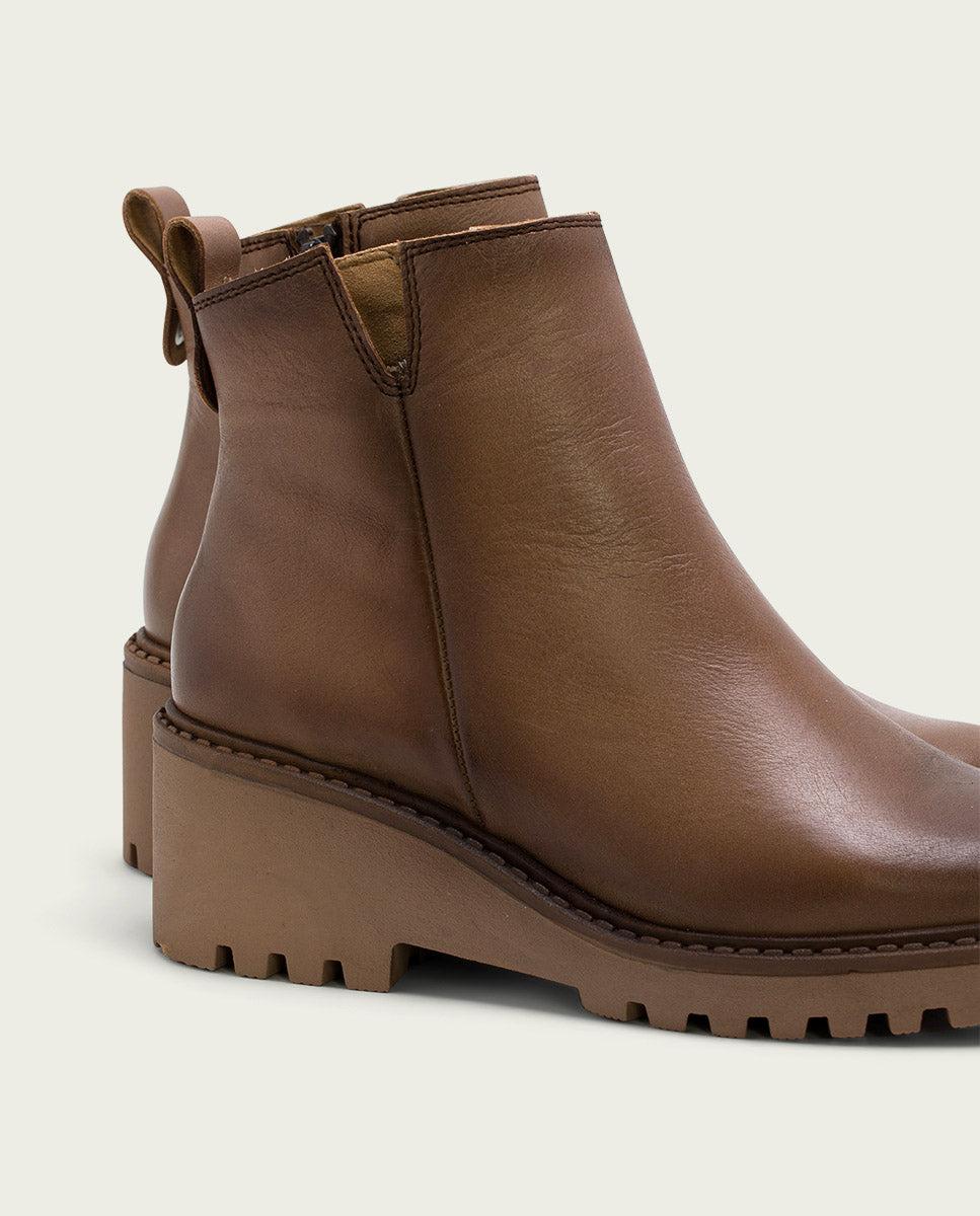 porronet BOTINES DE PIEL CON CUÑA Y CREMALLERA TAUPE LETHA Venta caliente