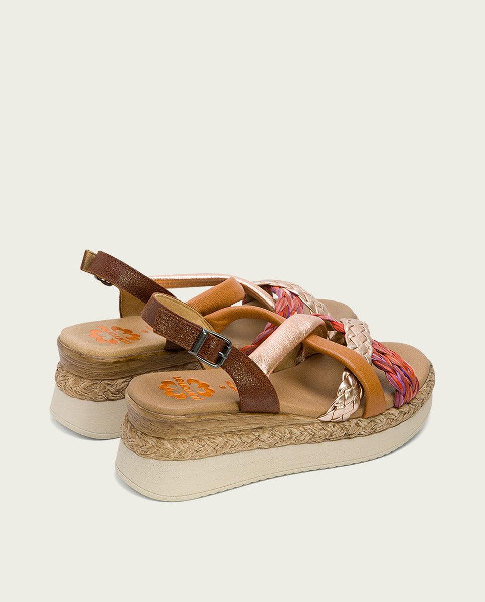 porronet SANDALIA PIEL CUÑA CUERO ROSE FLAVIA Gran oferta