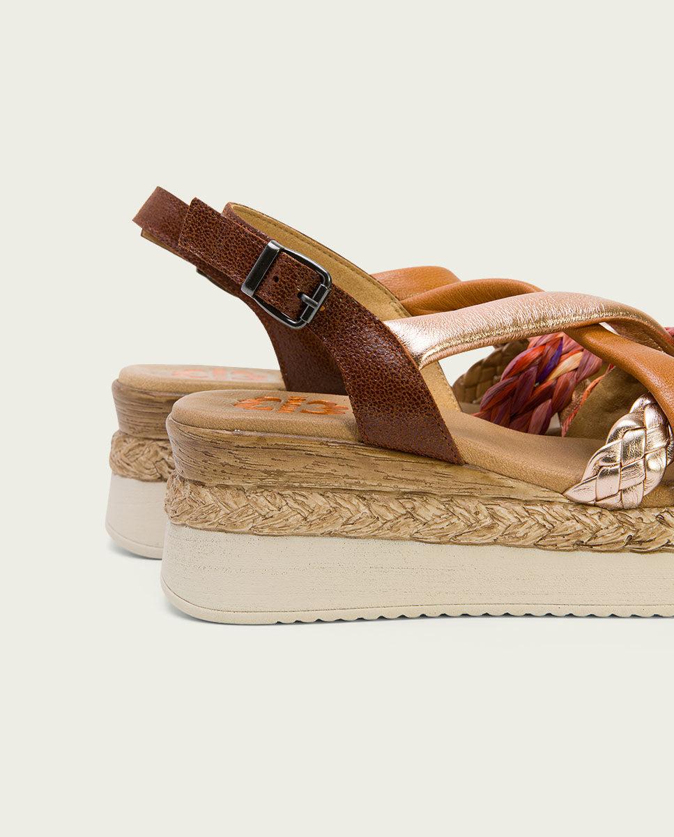 porronet SANDALIA PIEL CUÑA CUERO ROSE FLAVIA Gran oferta
