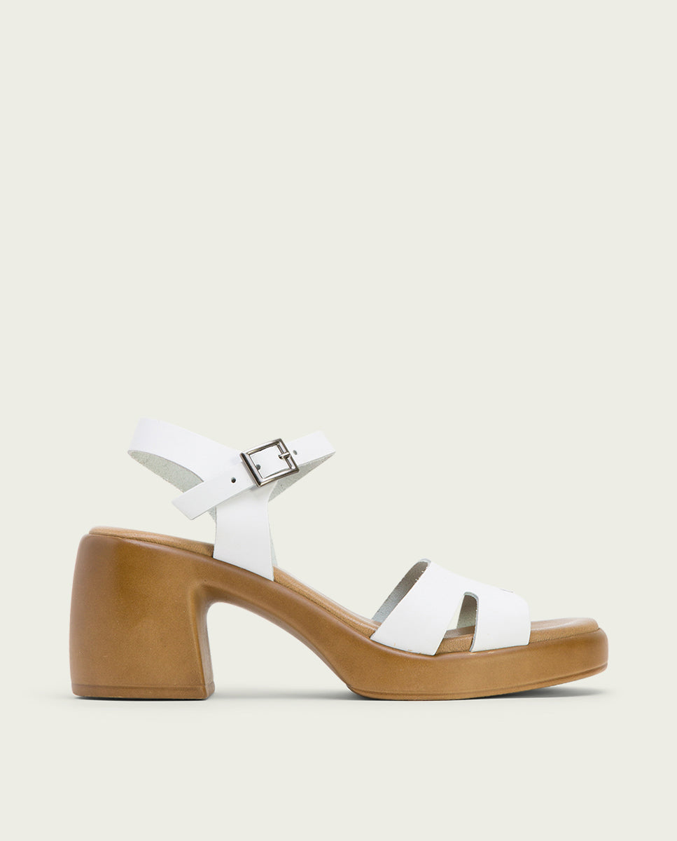 porronet SANDALIA PIEL TACON DE PIEL BLANCA HERA COMPRAR AHORA