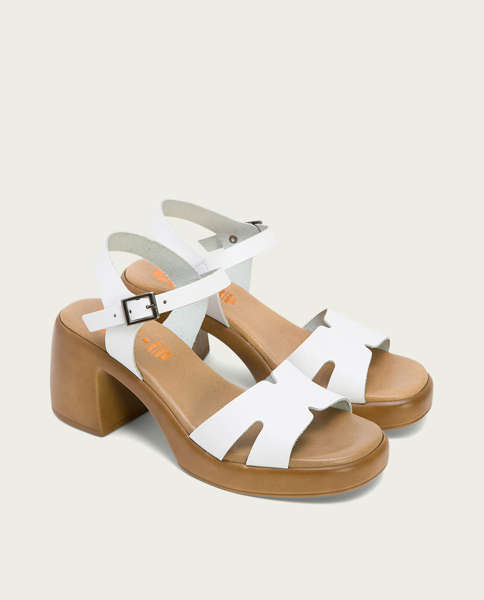 porronet SANDALIA PIEL TACON DE PIEL BLANCA HERA COMPRAR AHORA