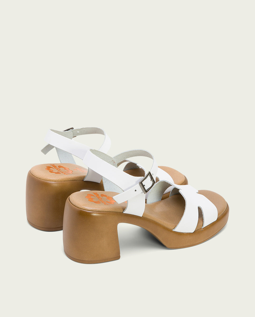 porronet SANDALIA PIEL TACON DE PIEL BLANCA HERA COMPRAR AHORA