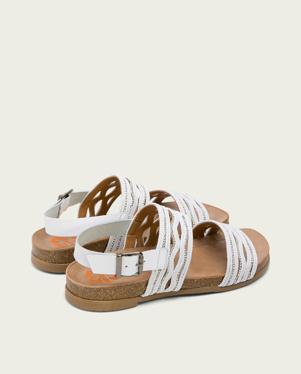 porronet SANDALIA BIO CON PALA TEXTIL PIEL BLANCA DARLA Precios de Black Friday