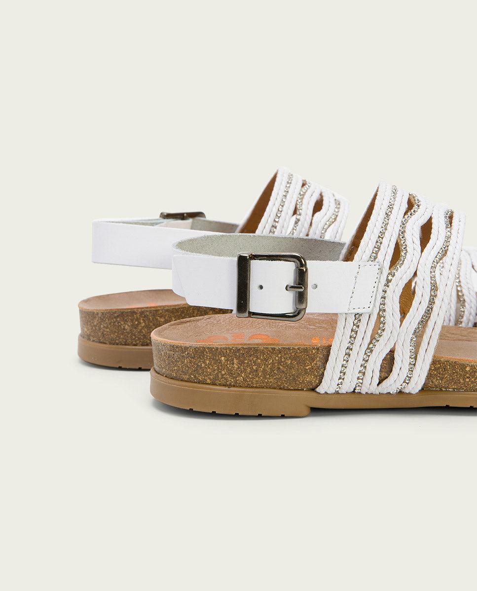 porronet SANDALIA BIO CON PALA TEXTIL PIEL BLANCA DARLA Precios de Black Friday