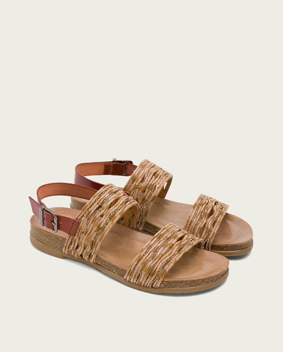 porronet SANDALIA BIO CON PALA TEXTIL PIEL CUERO DARLA En oferta